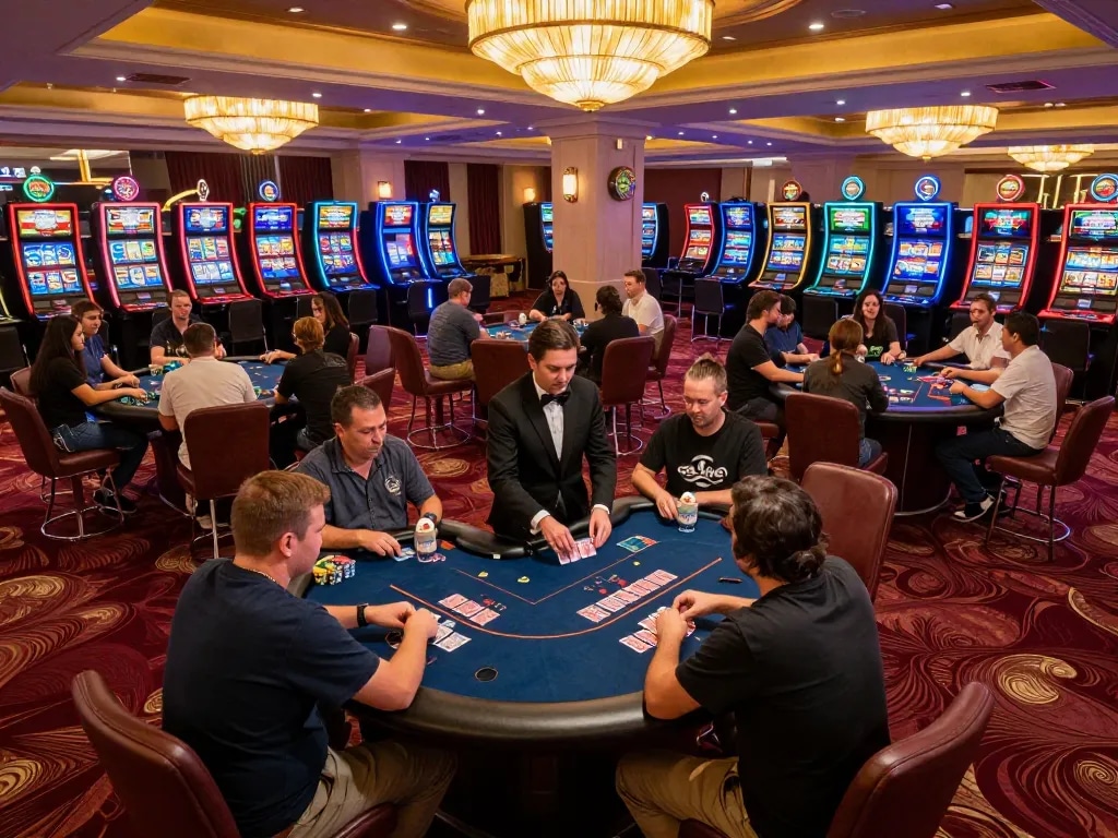 tr88 players engaging in exciting games at a premier casino floor with vibrant atmosphere