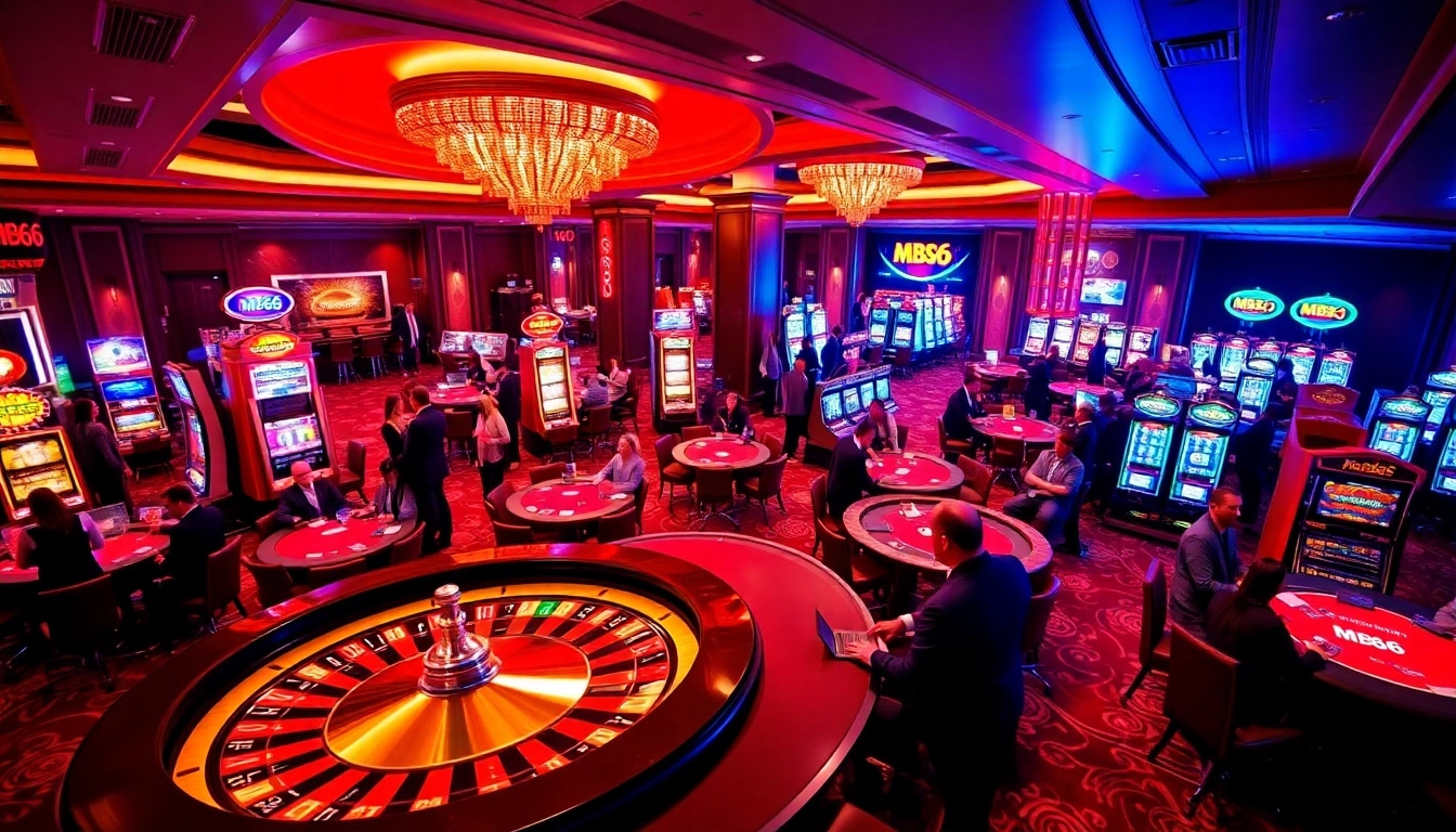 Experience the excitement of MB66 as players enjoy live gaming at a lavish casino.
