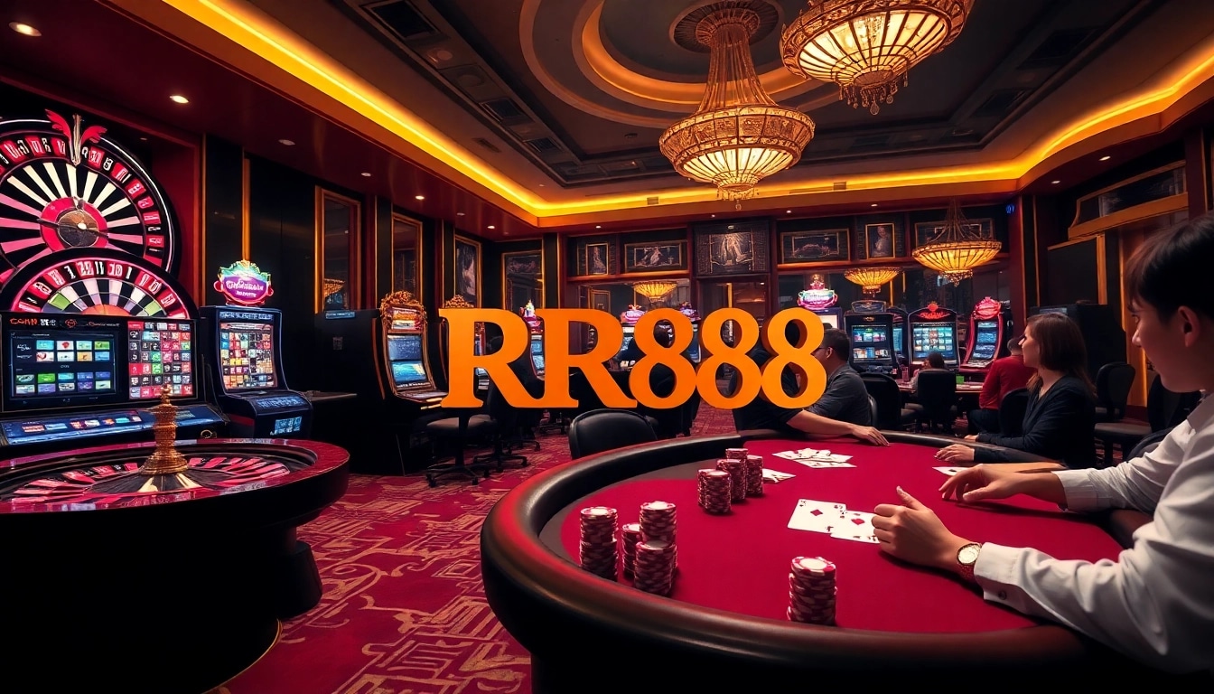 Experience the thrill of RR88 with vibrant casino gaming action featuring roulette and poker.