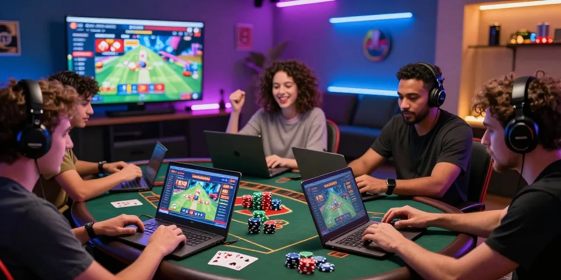 Players enjoying an engaging credit card casino experience online in a lively gaming room.