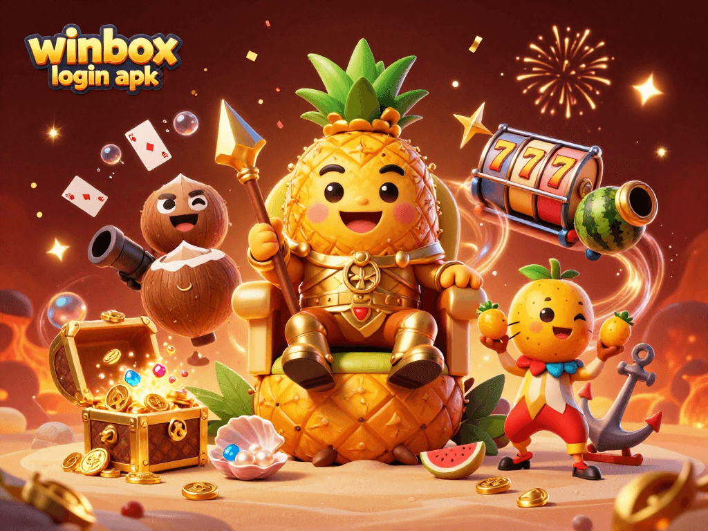 Experience the thrill of winbox login apk with rich casino elements like slot reels and gold treasures.
