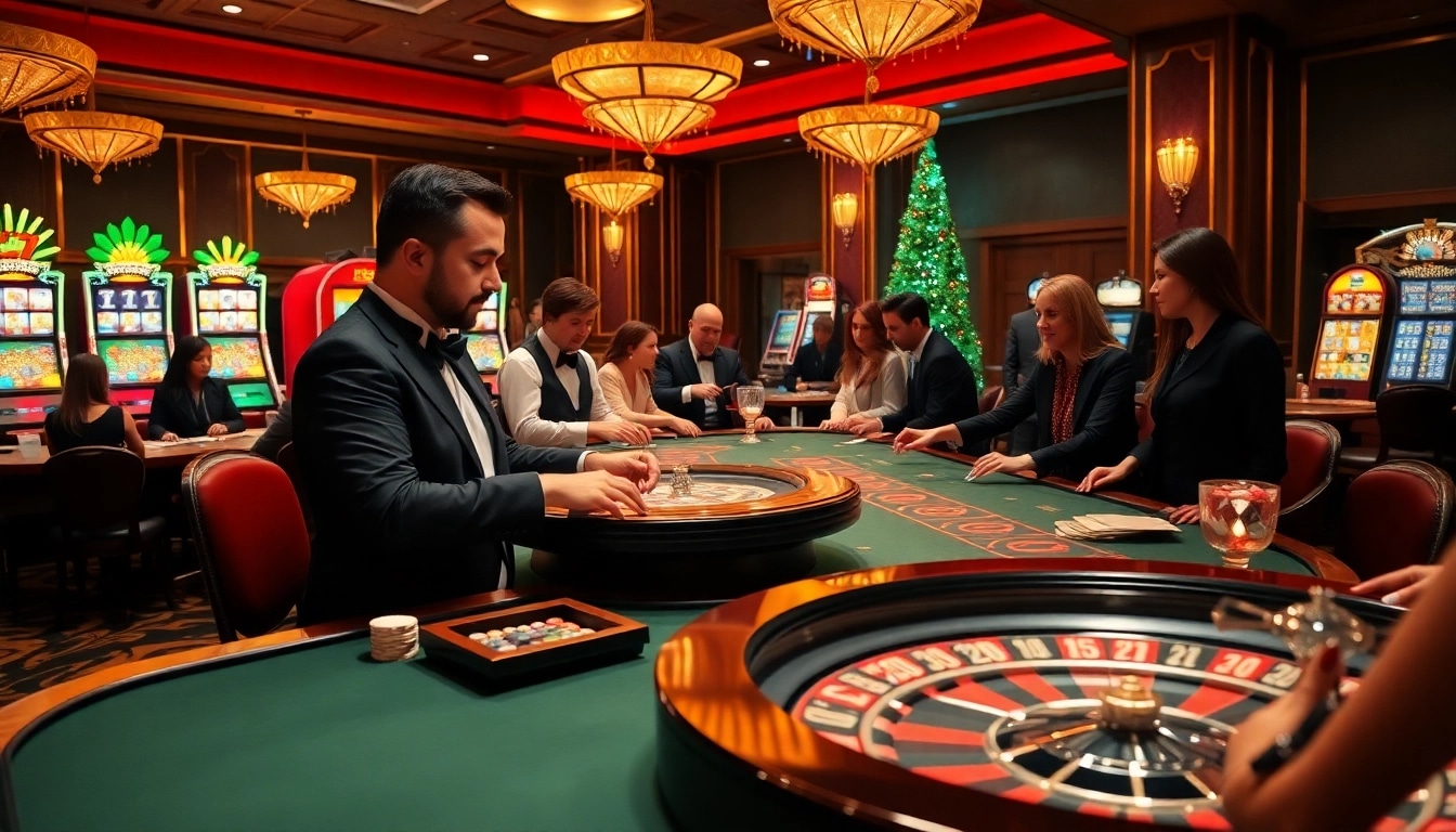 Exciting gambling scene at https://789wins1.net/ showcasing a lively casino table with professional croupiers.