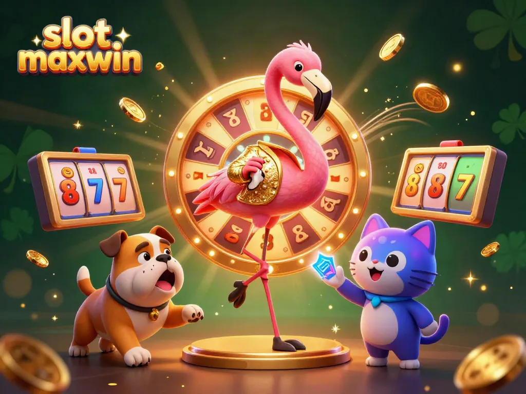 Experience the excitement of slot maxwin with a vibrant 3D casino illustration showcasing thrilling gameplay.