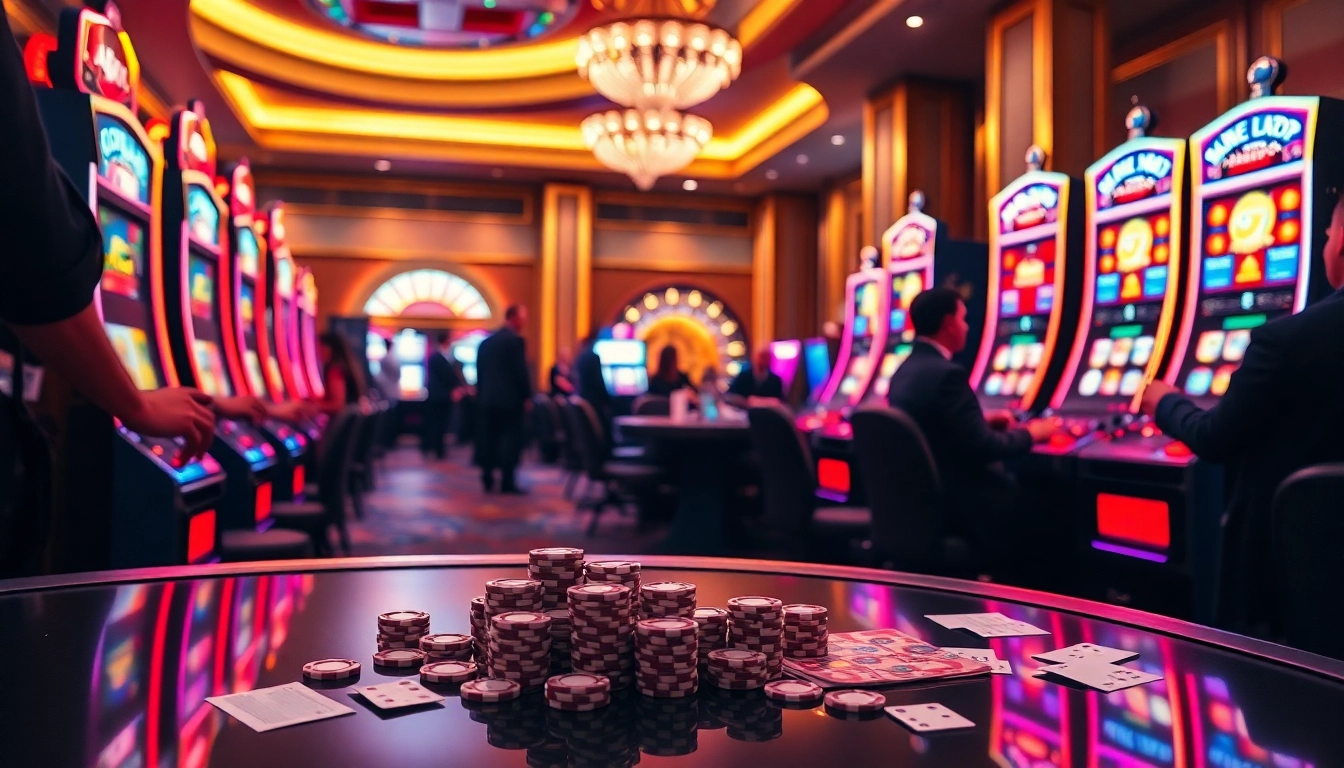 Players enjoying action-packed slots777 games in a vibrant casino atmosphere