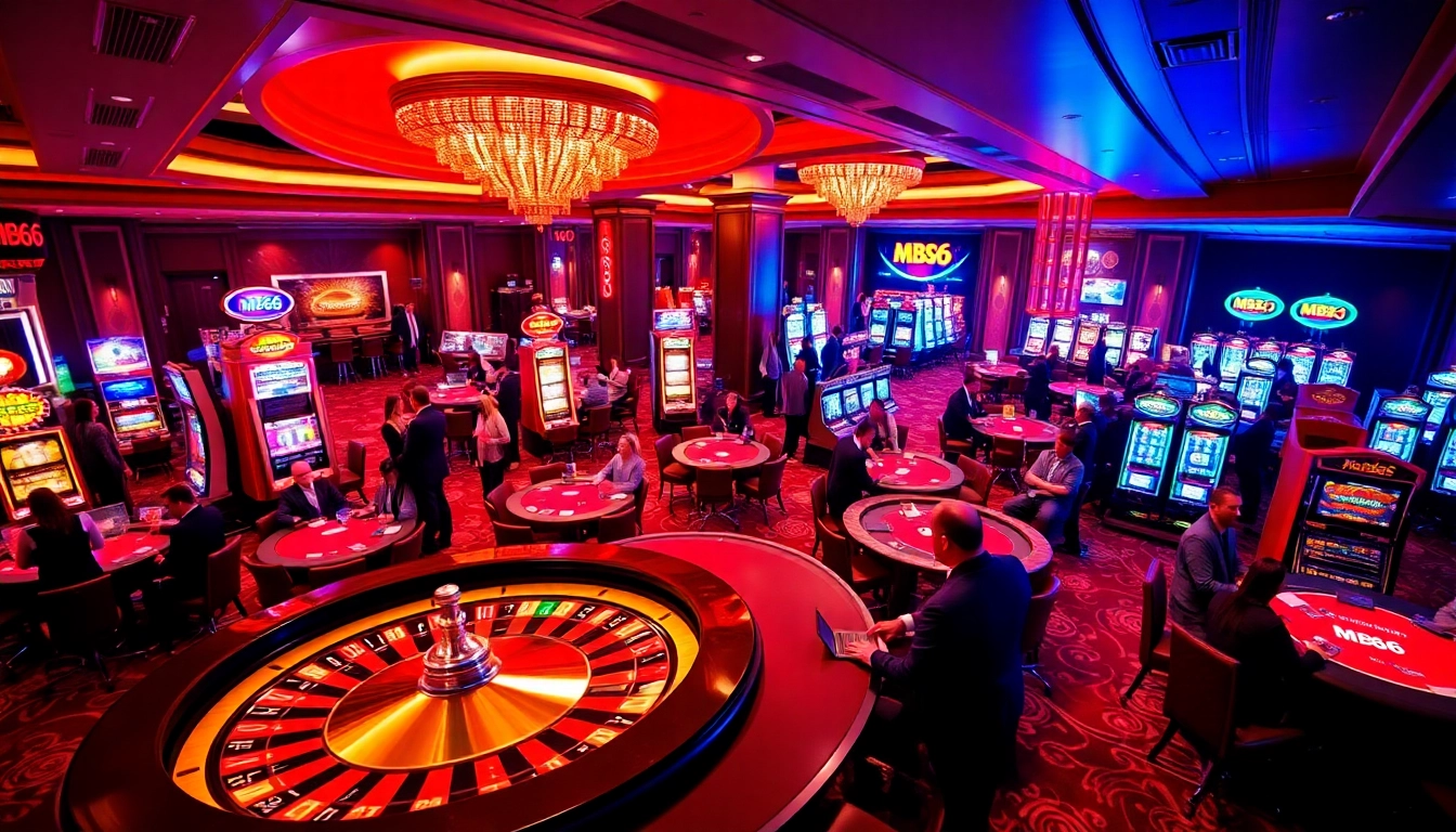 Experience the excitement of MB66 as players enjoy live gaming at a lavish casino.