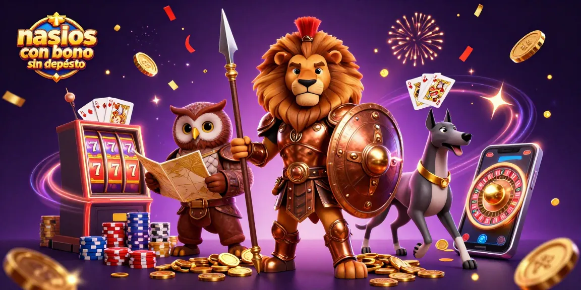 Engage with nuevos casinos con bono sin depósito showcasing 3D characters amidst sparkling gems and vibrant gaming elements.