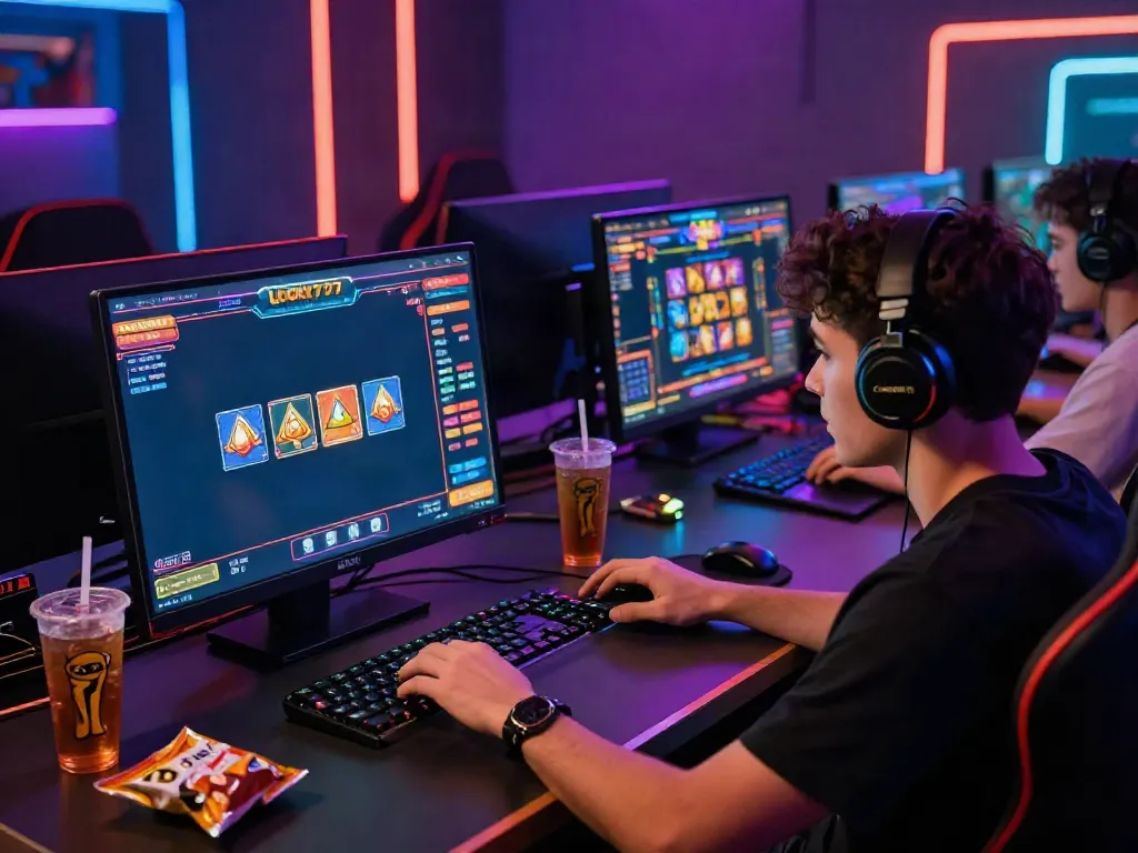 Experience the thrill of Lucky777 in an engaging virtual casino gaming setup.