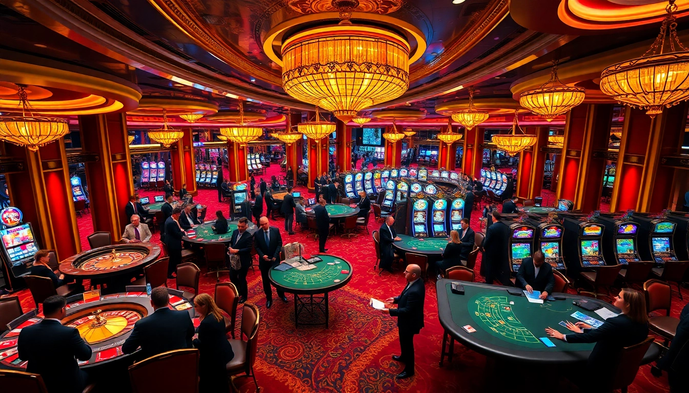 Experience the thrill of winning at https://b52.za.com/ in a vibrant casino lobby.