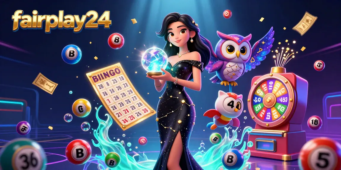 Experience fairplay24's thrilling gaming with vibrant lottery elements and magical characters.