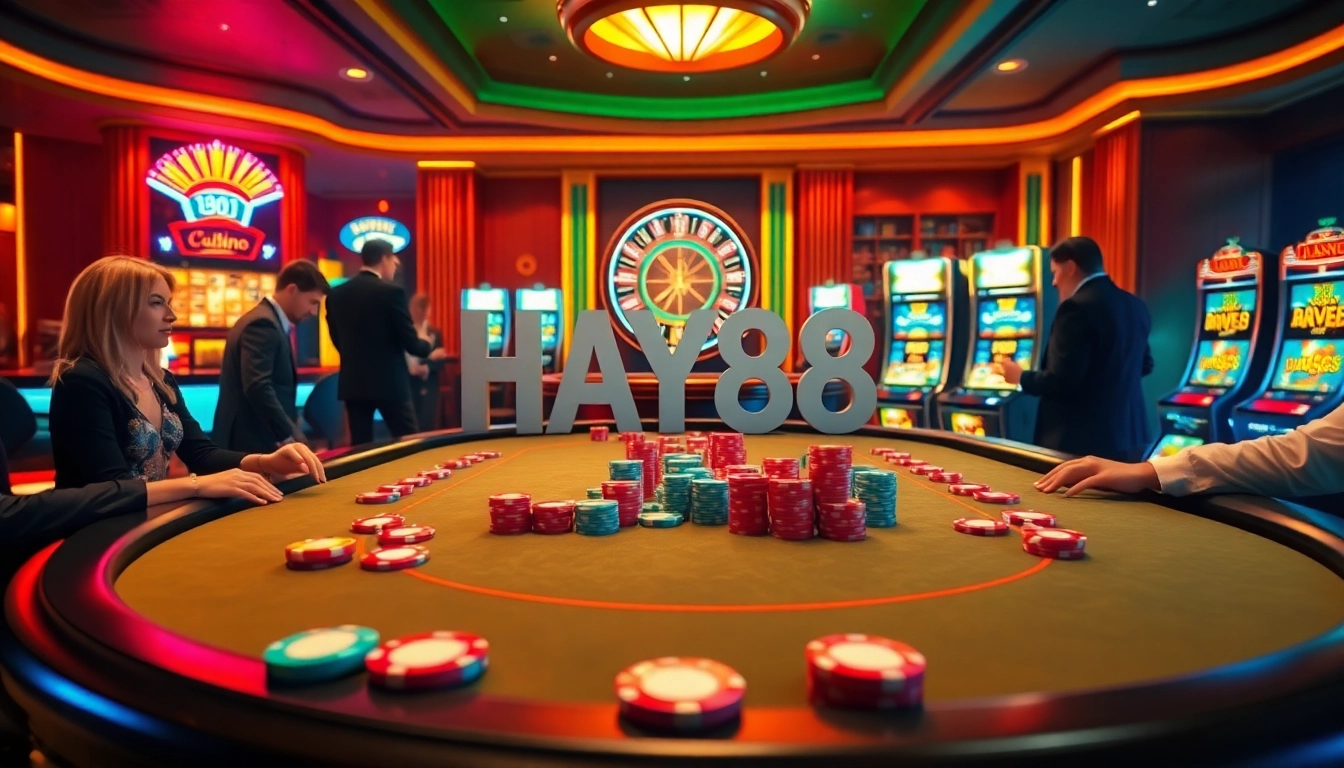Experience the excitement of gambling at HAY88 with vibrant casino tables and games.