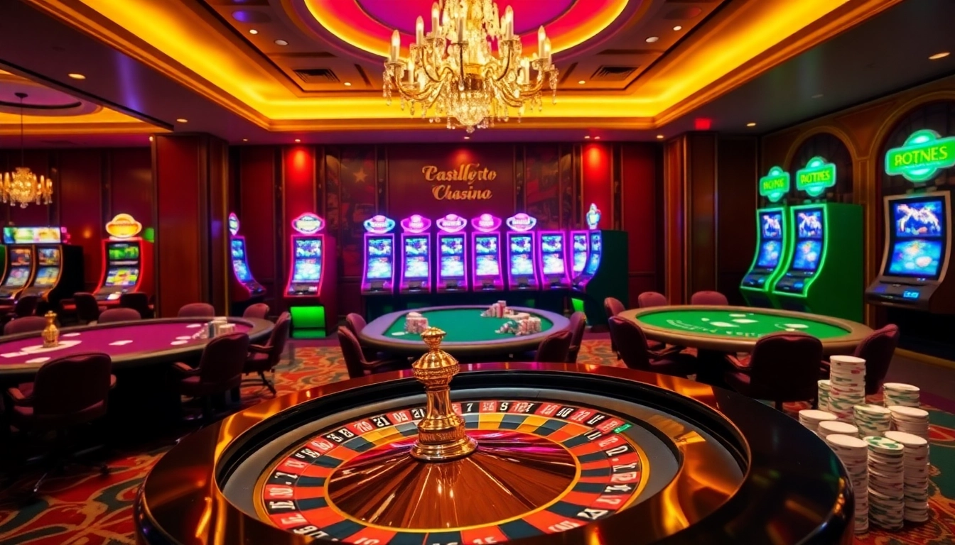 Experience the thrill of Daftar Modal138 with action-packed casino tables featuring roulette wheels and poker chips.