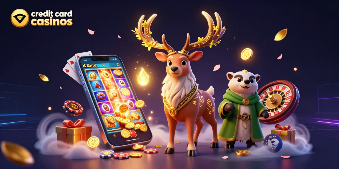 Experience thrilling gameplay at credit card casinos with a rich scene of characters and gaming elements.