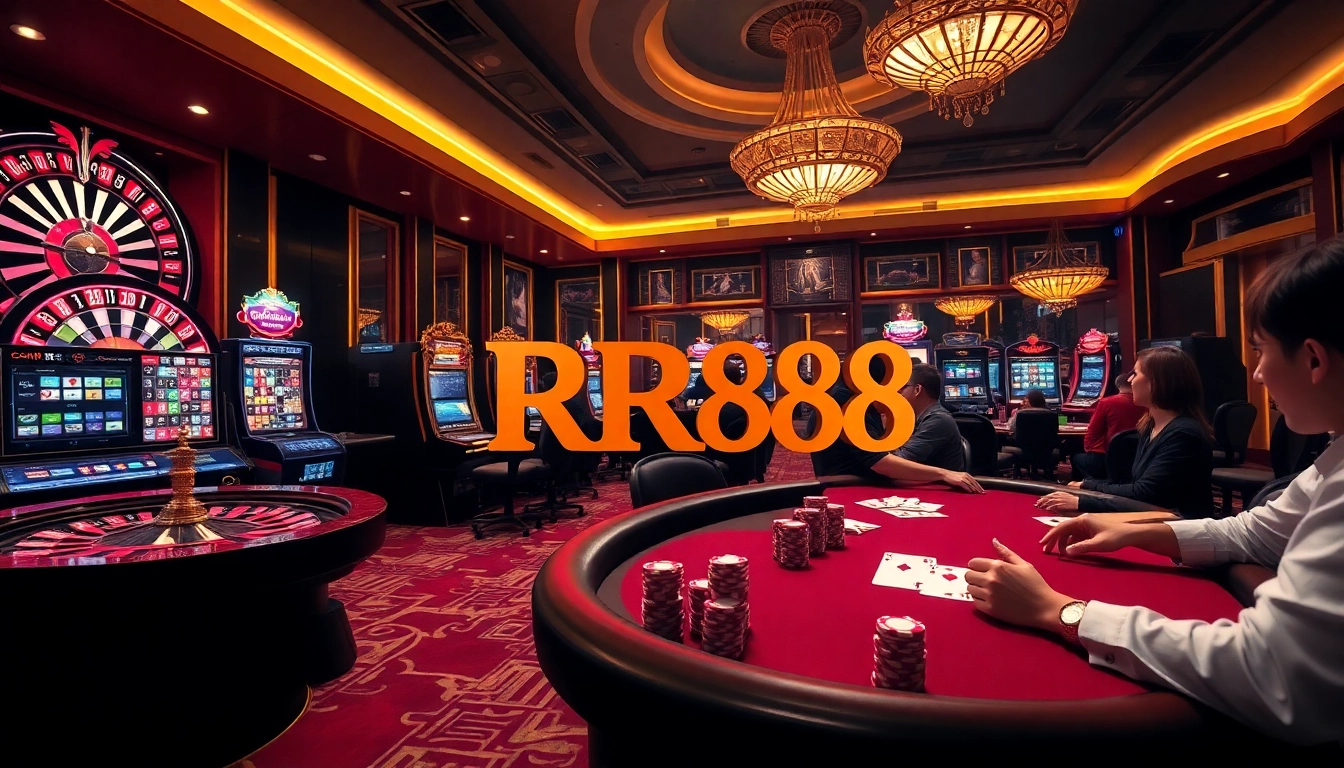 Experience the thrill of RR88 with vibrant casino gaming action featuring roulette and poker.