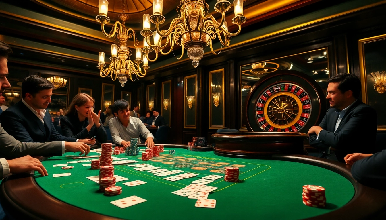 Engaging scene of high-stakes poker with vibrant chips and cards, emphasizing nh88's luxury gaming.