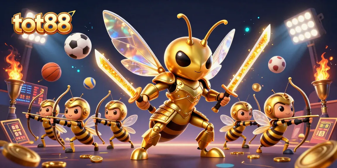Experience thrilling sports betting at tot88 with golden hornet warriors amidst dynamic gambling elements.