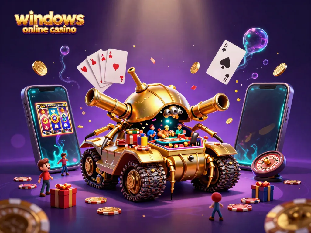 Experience the excitement of a windows online casino with a vibrant scene depicting a golden beetle tank casino