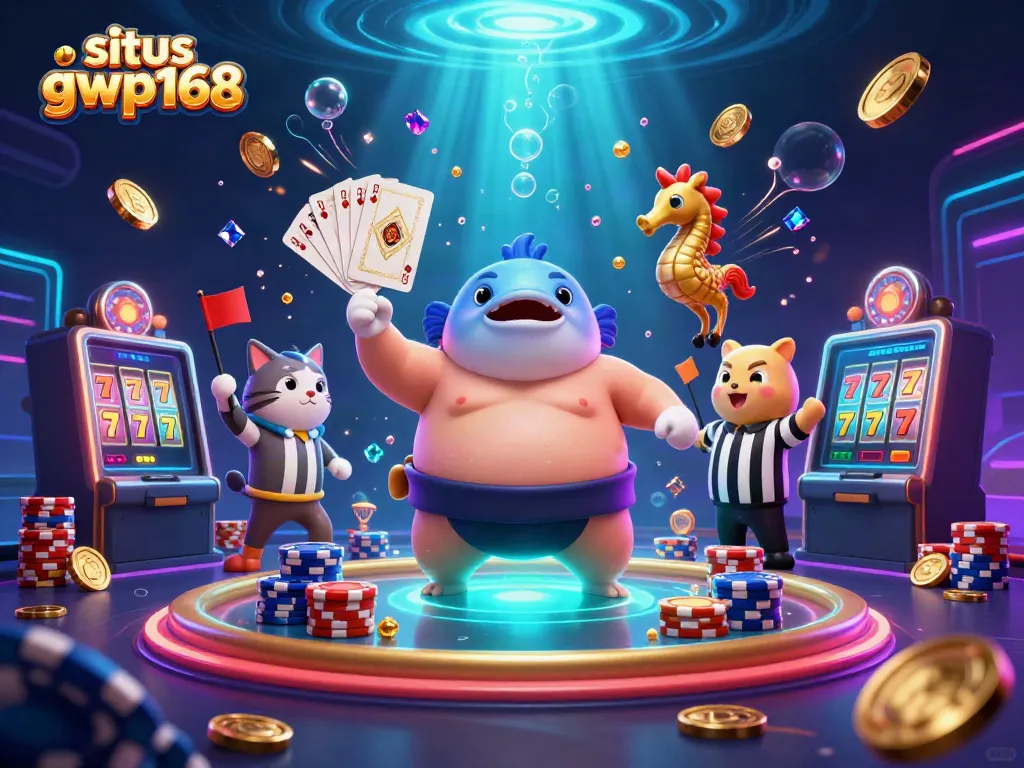 Mengontrol permainan dan memenangkan hadiah di situs gwp168 dengan fugu yang menggembung di arena bawah laut.