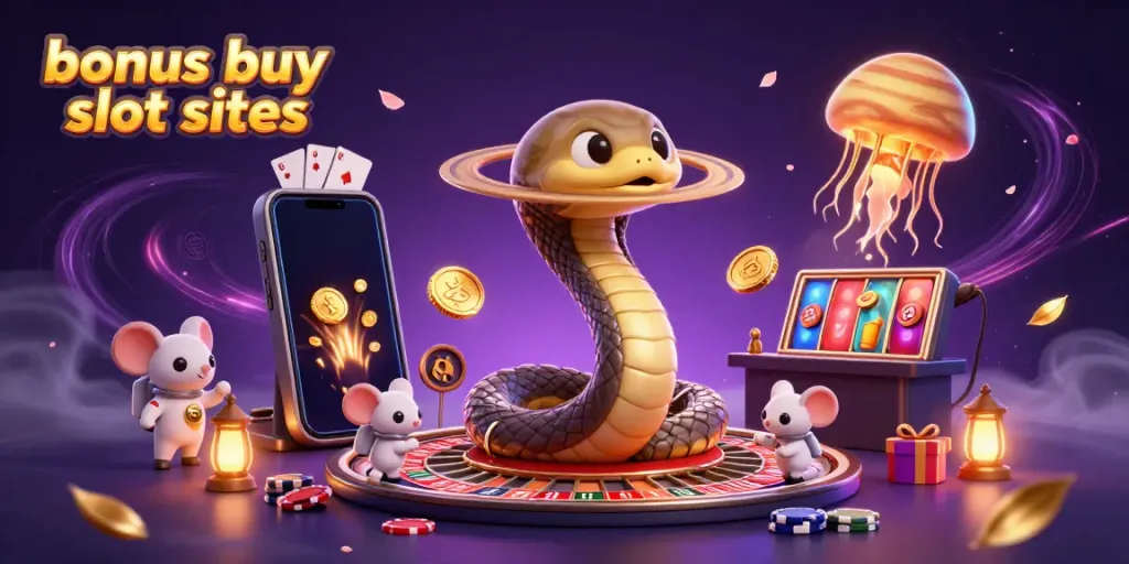 Engage in thrilling gameplay at bonus buy slot sites with animated casino characters and vibrant slot elements.