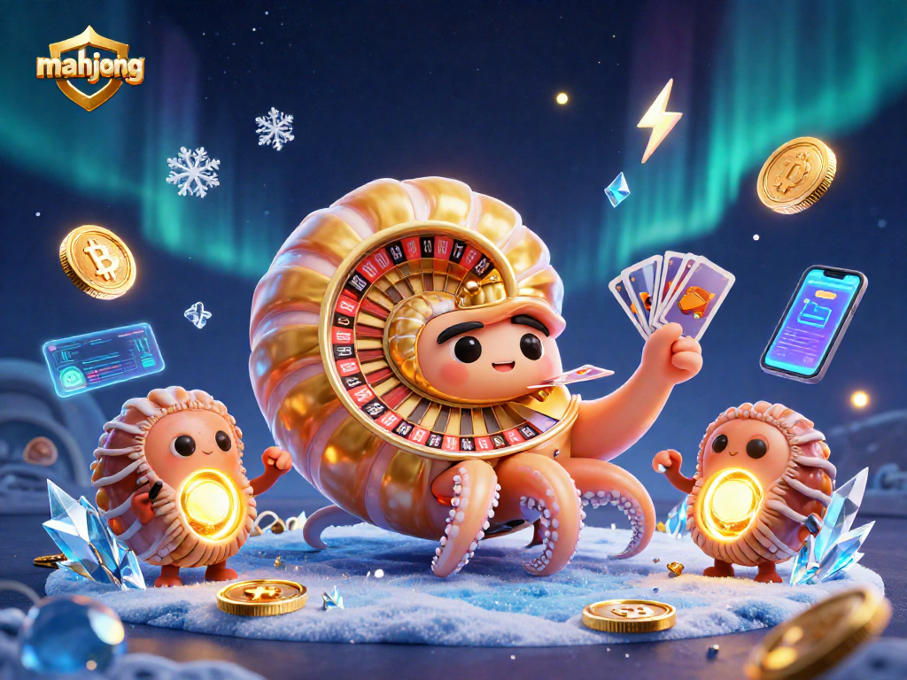 Engage in mahjong gameplay amidst vibrant digital casino elements and glowing 3D graphics.