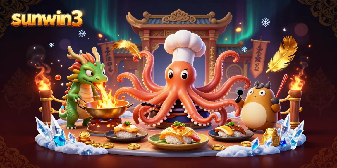Experience excitement with sunwin3's vibrant 3D casino adventure featuring unique characters and golden interactions.
