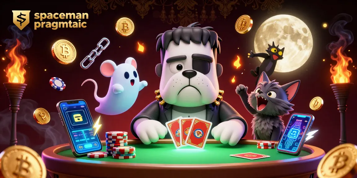 Engage in thrilling gameplay with spaceman pragmatic, featuring a character dealing cards amid glowing cryptocurrency coins.