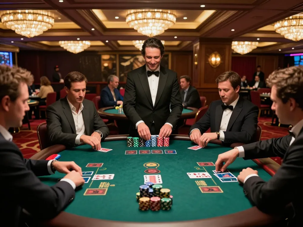 Players enjoying a thrilling blackjack session at the z16 casino table with dealer and chips visible