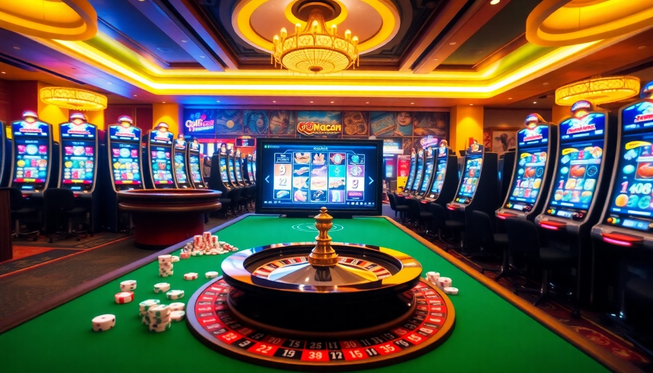 Playing thrilling games at qqmacan with engaging slot machines and vibrant casino elements.