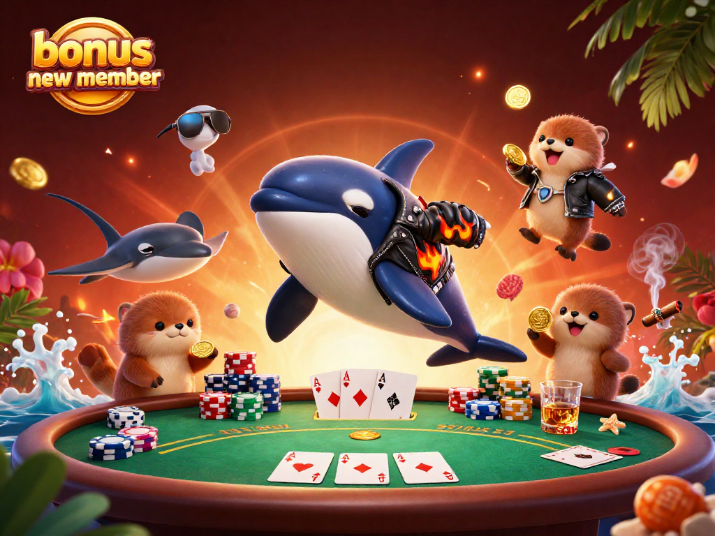 Experience the thrill of gaming with bonus new member featuring vibrant characters and casino elements.