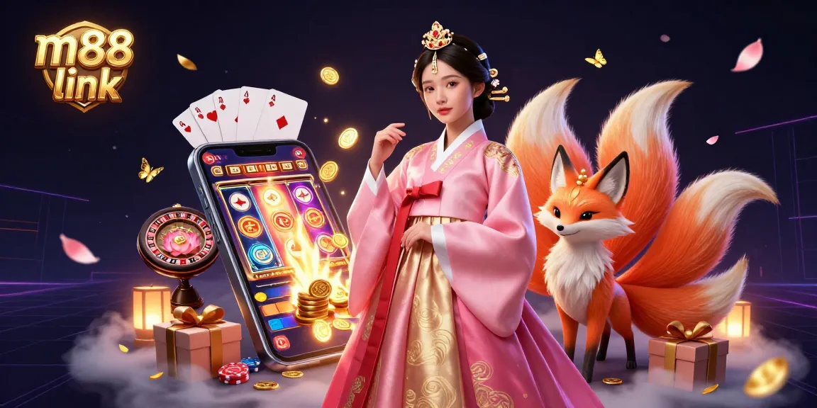 Quay và thắng với liên kết m88 hiển thị hành động casino trực tuyến sống động và các biểu tượng may mắn.