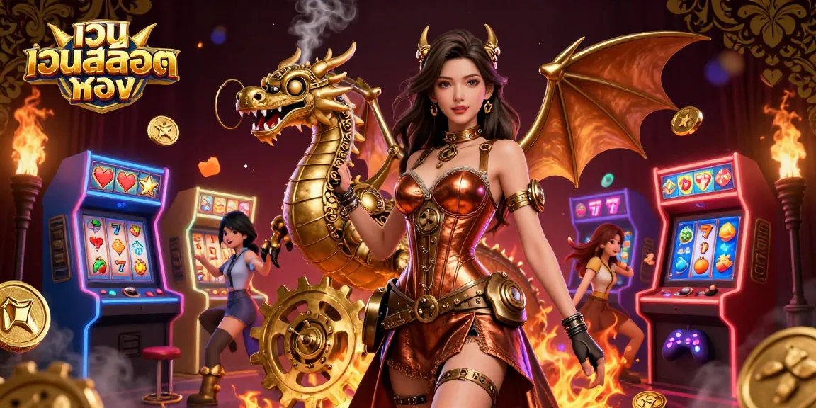 Play slots with เว็บสล็อตตรง amidst vibrant arcade games and fantasy elements