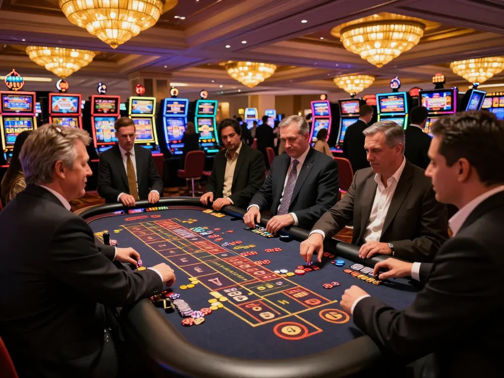 gbong players enjoying roulette excitement on a busy casino floor