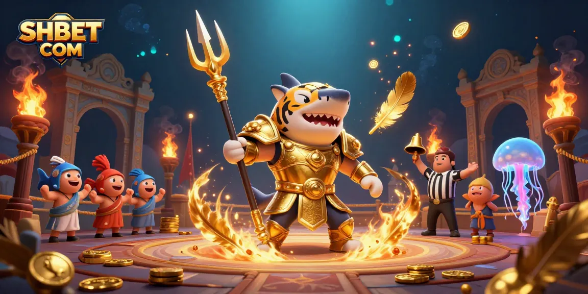 Experience thrilling wins at SHBET COM with our vibrant gaming action scene featuring a gladiator shark.