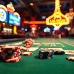 Engaging casino gaming scene highlighting chips and cards in action