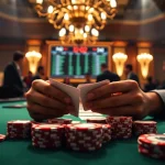 Engaged players in a Poker Game featuring polished chips and cards in a casino setting