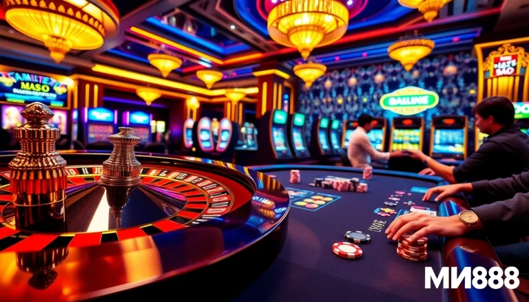 Experience thrilling gameplay at https://mm88.sa.com/ with vibrant casino tables and poker chips.