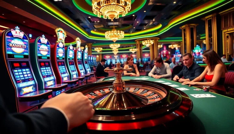 Engaging players in a luxurious THABET casino atmosphere with vibrant gaming and betting action.