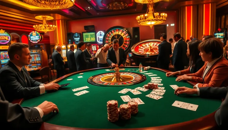 The thrilling excitement of professional gambling at Jboqz.com highlighted by elegant poker and roulette scenes.
