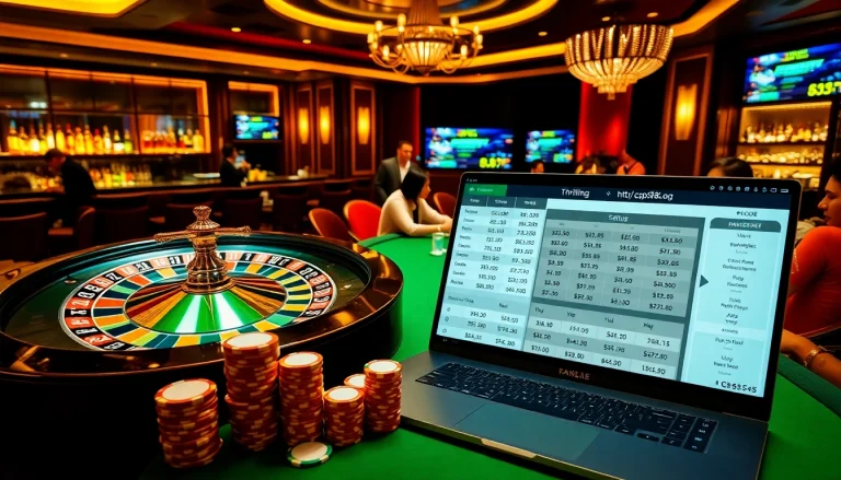 Players enjoying thrilling casino games at https://cpc188.org, surrounded by poker chips and a roulette wheel.