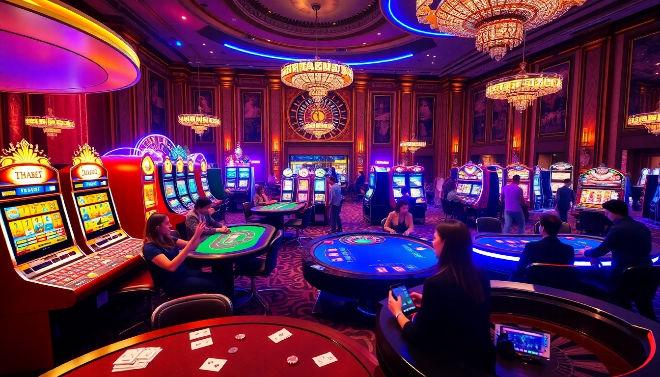 Experience the excitement of gaming at THABET casino with lively tables and engaging players.