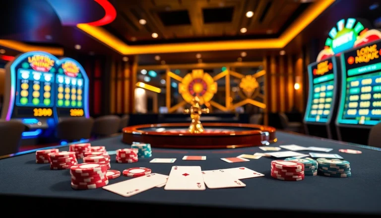 Dynamic gambling scene featuring 88i gaming table with colorful chips and cards.