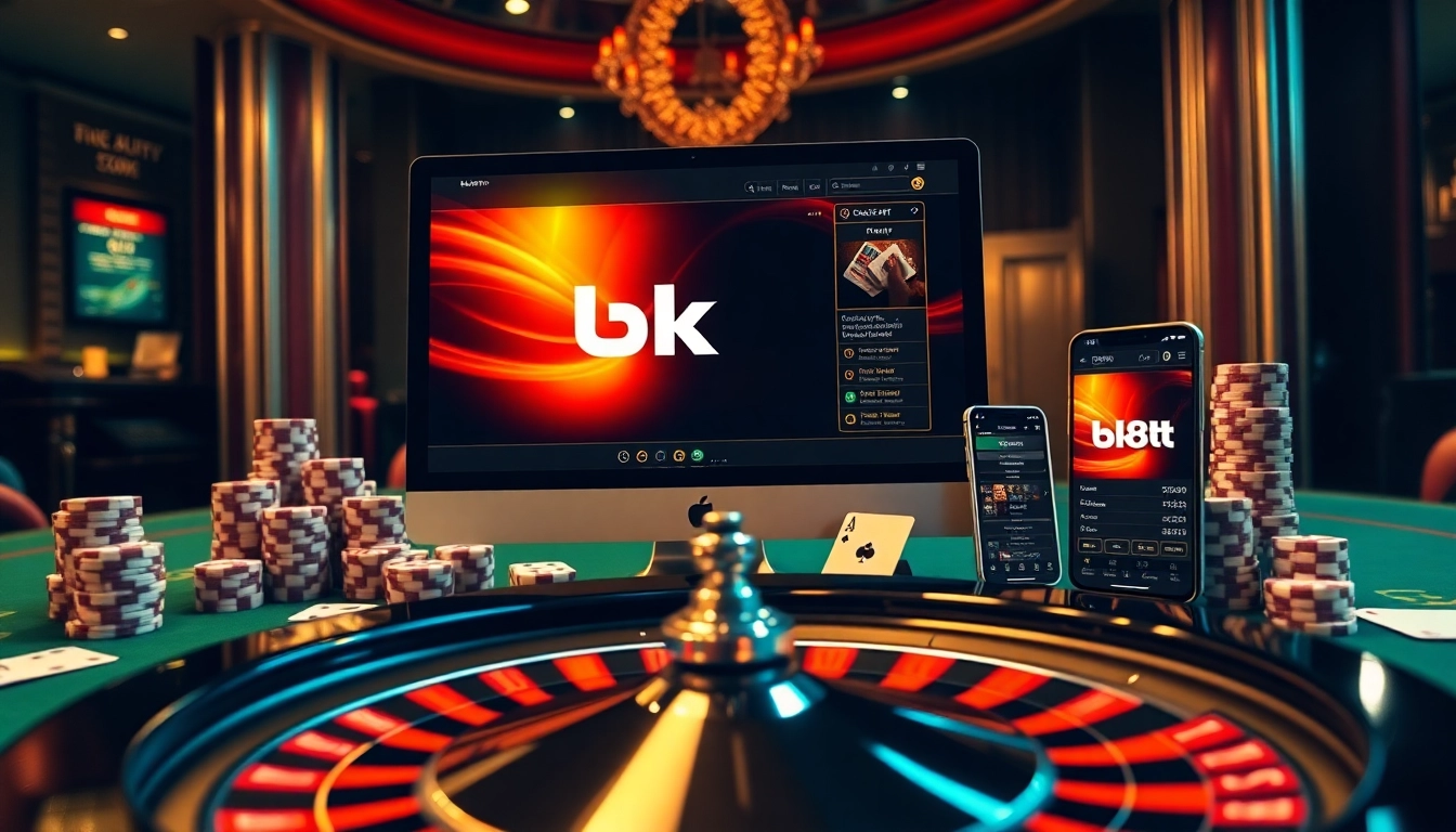 Players enjoying an exciting bk8th online casino experience with vibrant gaming elements.