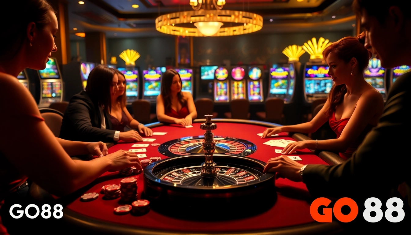 Experience live gaming excitement at https://go88.fast/ with vibrant poker and roulette scenes.