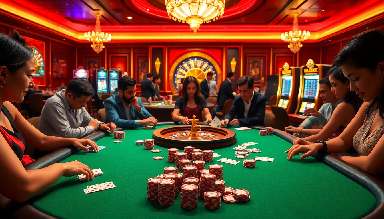S8 nhà cái players enjoying an exciting poker game at a luxurious casino.