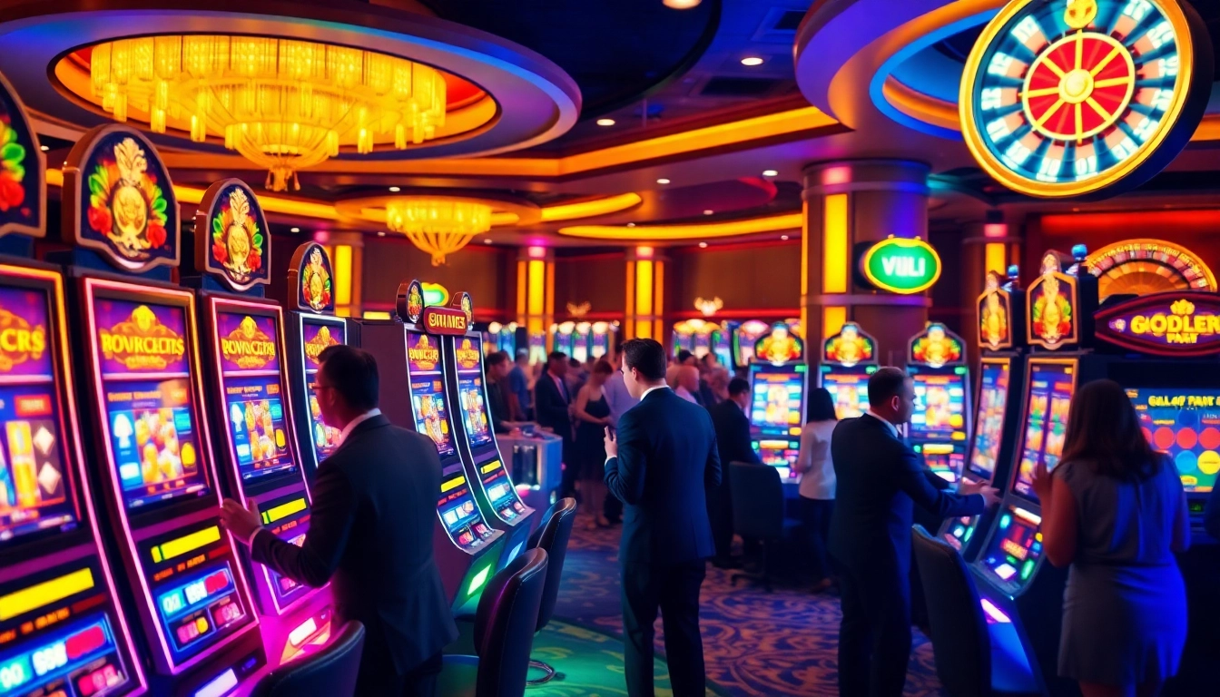 Experience thrilling slot gacor wins at vibrant casino machines amidst an upscale atmosphere.