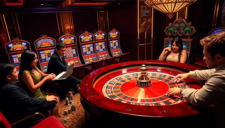 Experience the excitement of MM88 with glamorous players at the casino table.
