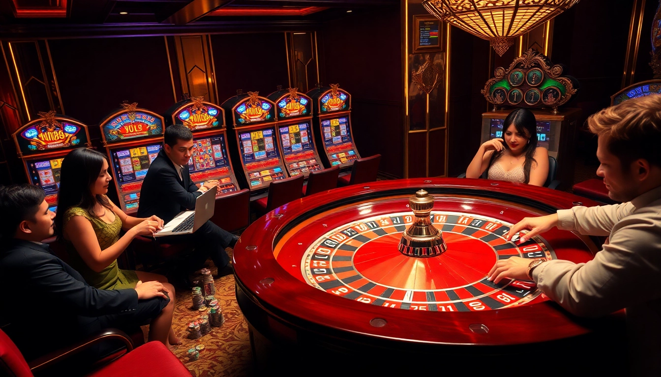 Experience the excitement of MM88 with glamorous players at the casino table.